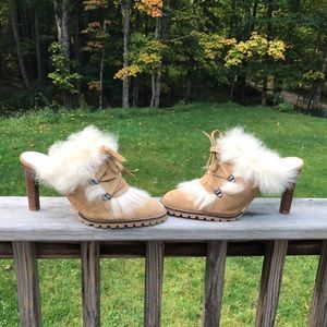 COACH RARE Suede & Shearling Heels. Made in ITALY